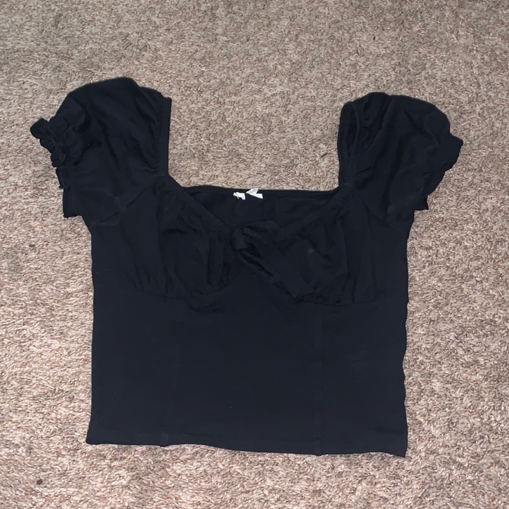 Black garage front tie top